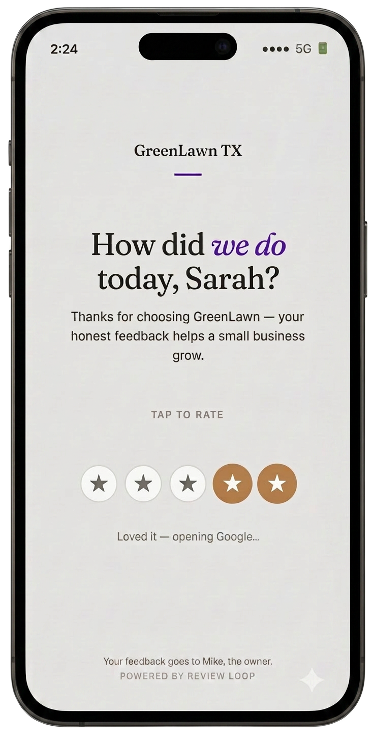 Customer rating gate on iPhone