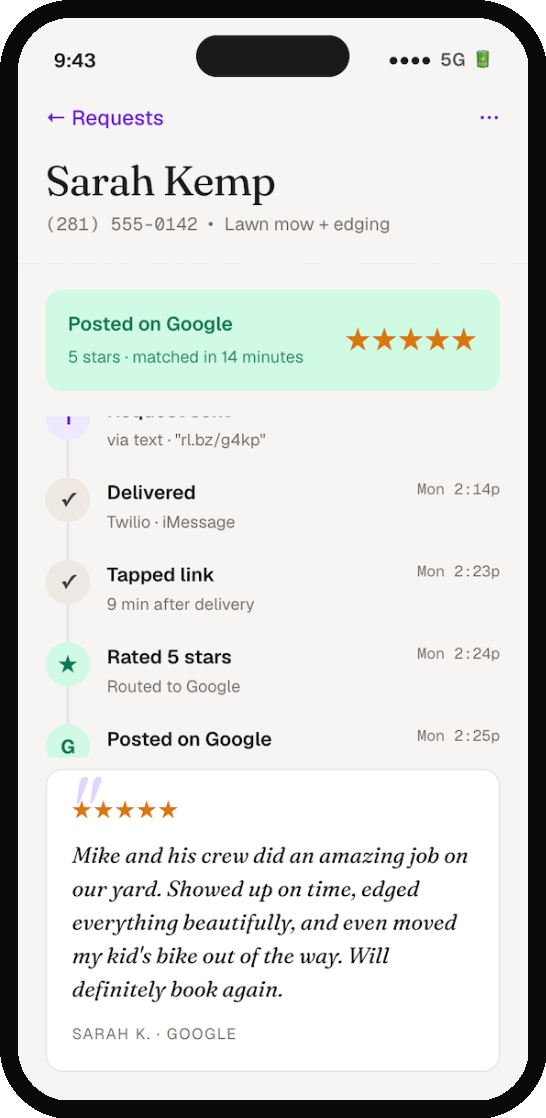 Review request timeline on iPhone